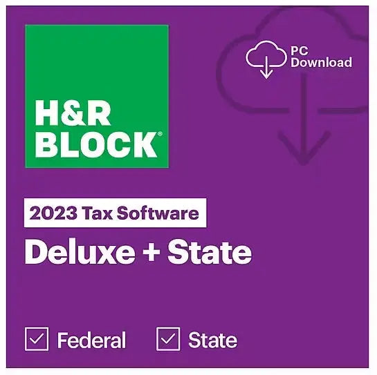 HRB Tax Software Deluxe + State 2023 for 1 User, Windows, Download HR Block