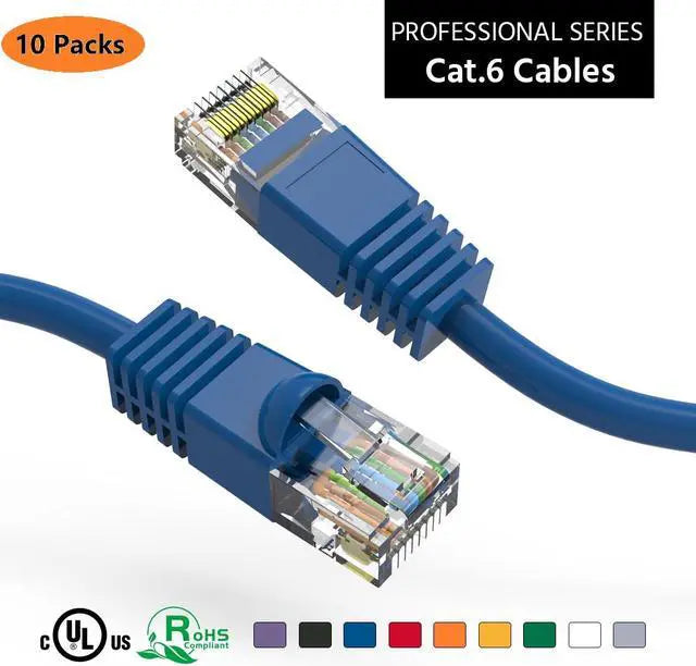 10ft blue Cat6 snagless ethernet patch cable