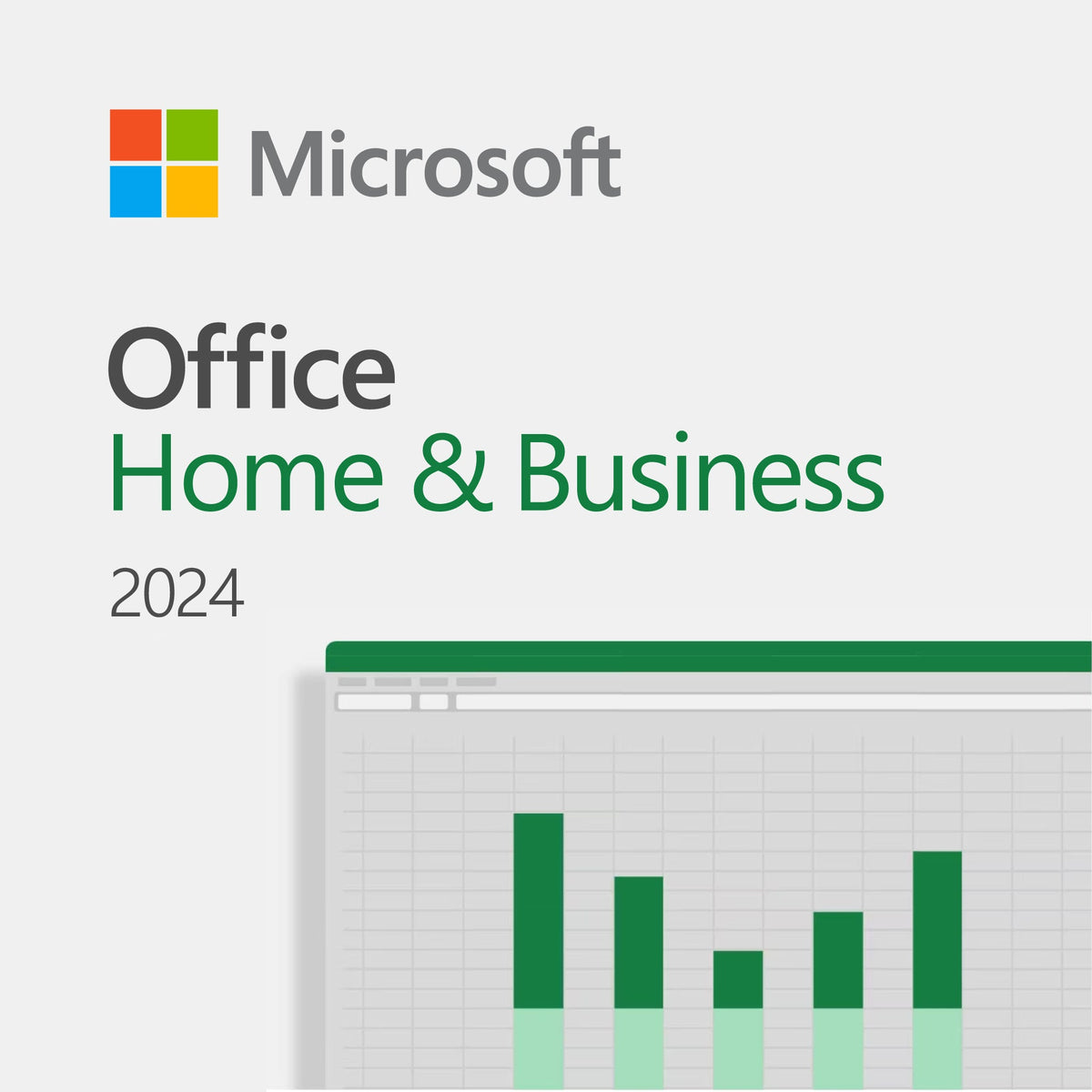 Microsoft Office Home & Business 2024 box — Word, Excel, PowerPoint, Outlook for PC