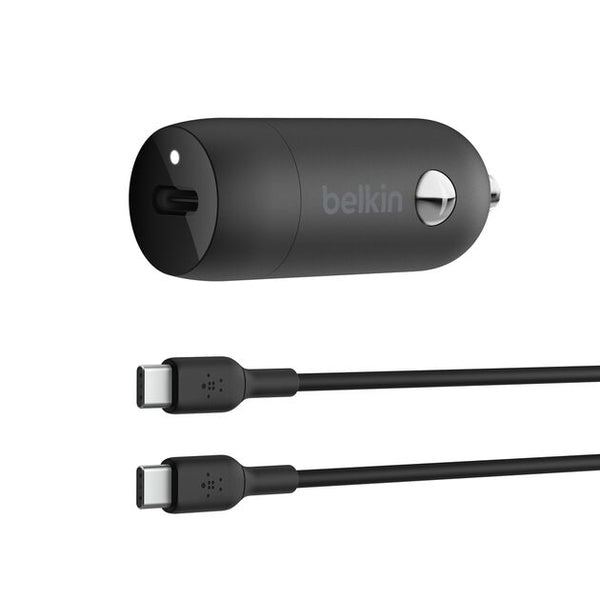 Belkin 30W USB-C Car Charger bundled with USB-C to USB-C cable