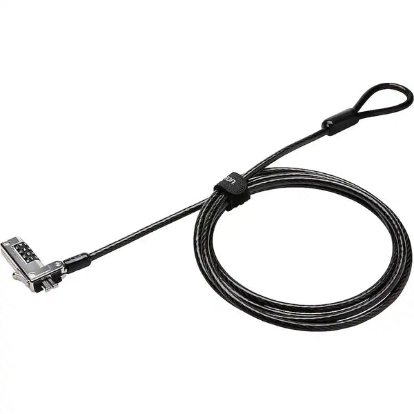 Kensington slim combination cable lock for standard laptop lock slot, black