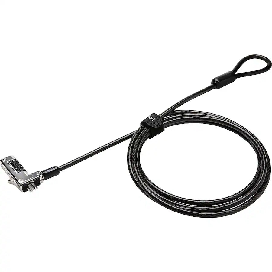 Kensington slim combination cable lock for standard laptop lock slot, black