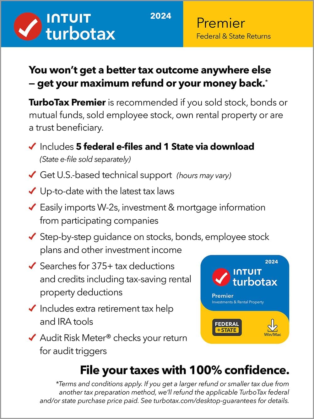 TurboTax 2024 Premier Download Tax Software
