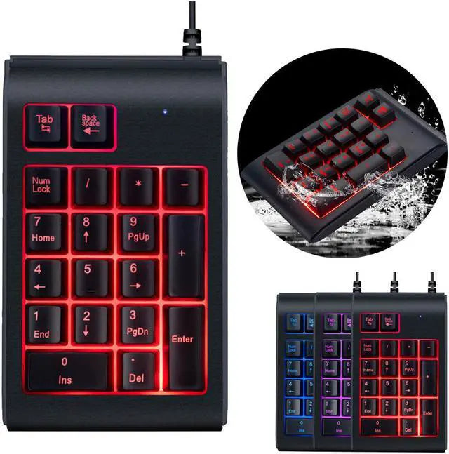 Wired USB numeric keypad with 19 keys