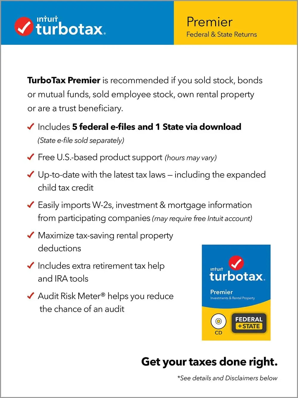 Turbotax Premier 2021 + State Tax Software [PC/MAC Download] Intuit