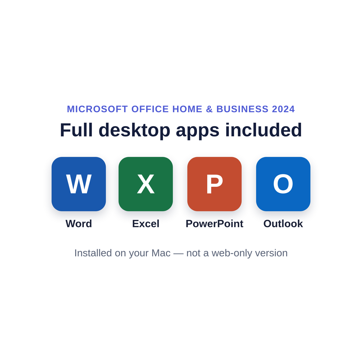 Microsoft Office Home & Business 2024 included apps for Mac — Word, Excel, PowerPoint and Outlook