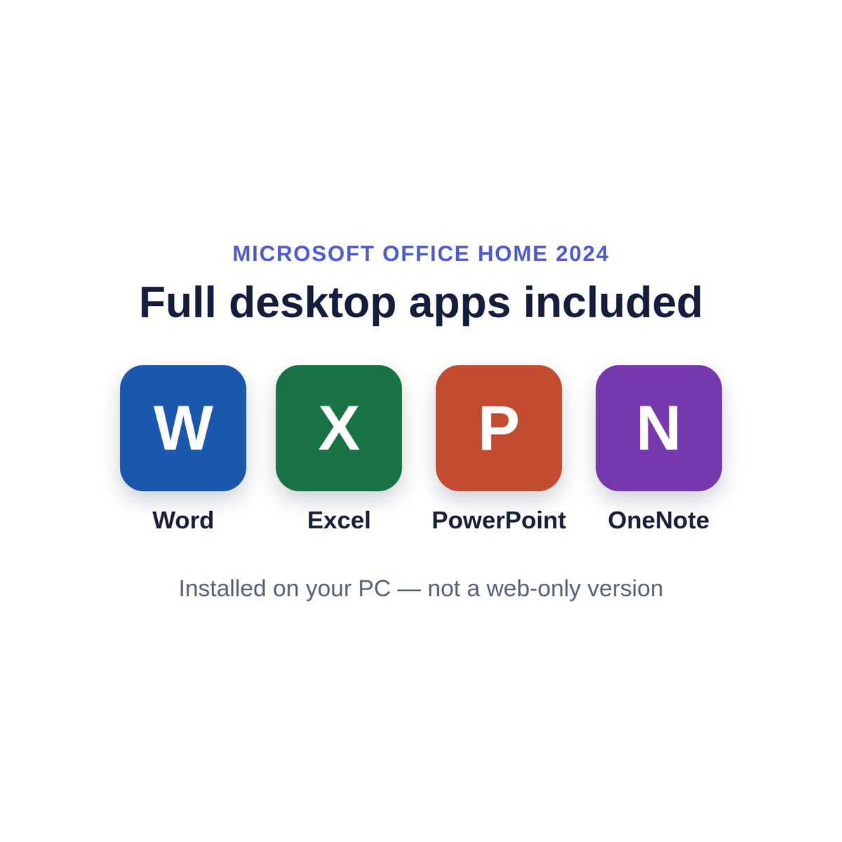 Microsoft Office Home 2024 included apps for PC — Word, Excel, PowerPoint and OneNote