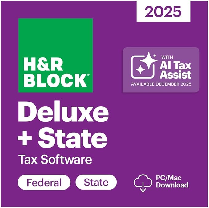 Software de impuestos H&amp;R Block Deluxe + Estado 2024 Descarga para Windows/Mac 