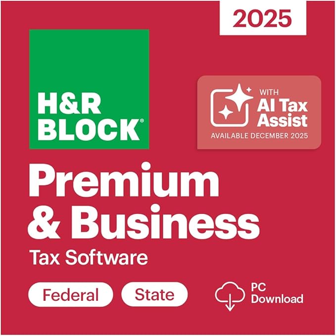 H&R Block Tax Software Premium & Business 2025 for 1 User, Windows, Download