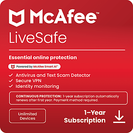 McAfee LiveSafe Antivirus & Internet Security Software