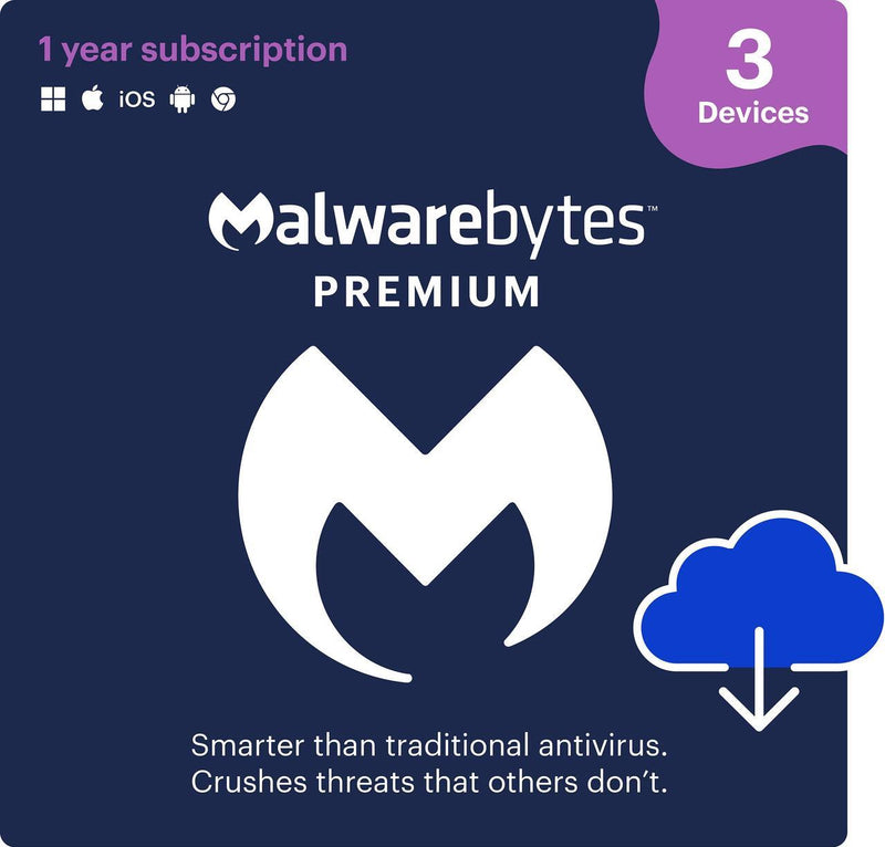 Malwarebytes Premium - 3 dispositivos / 1 año - Descargar 