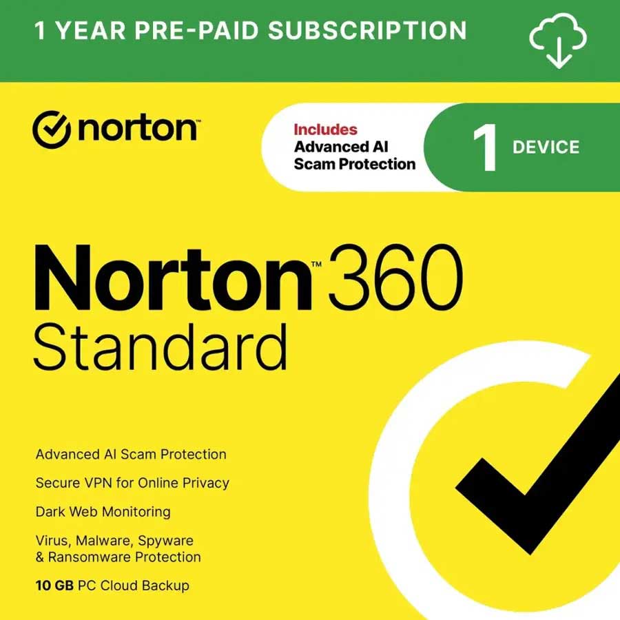 Norton 360 Standard 2025, Antivirus Software for 1 Device/1 Year