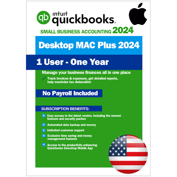 QuickBooks Desktop Mac Plus 2024 – 1 año/1 usuario 